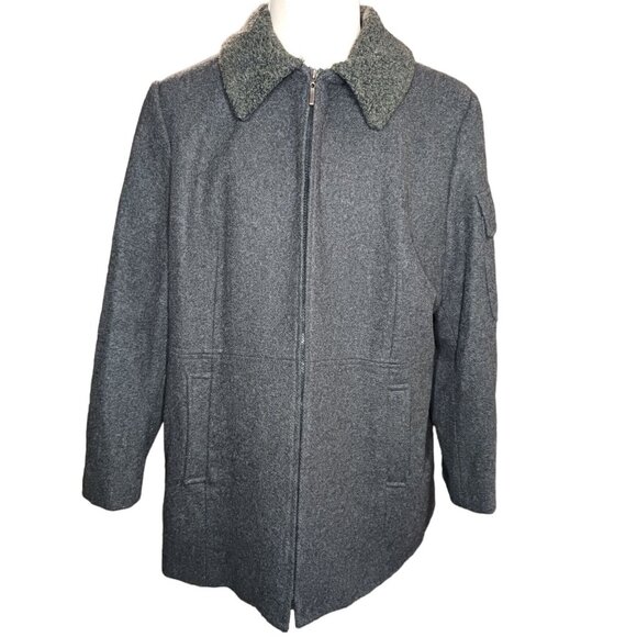 MDP Mario De Pinto Womens Plus Size Gray Wool Coat 50 Inch Bust No Size Tag - Picture 1 of 10